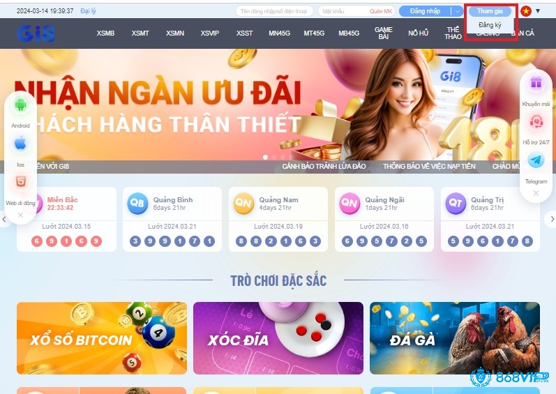 Yêu cầu đăng ký tài khoản cùng kênh Gi8