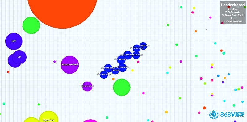 Agar.io mang đến trải nghiệm chiến thuật đơn giản nhưng đầy gây nghiện, lý tưởng để giải trí nhanh ngay trên trình duyệt.