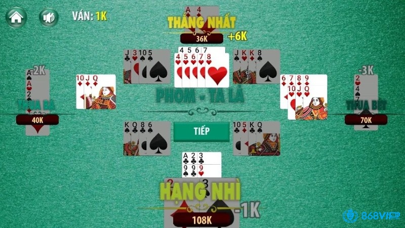 Chơi phỏm offline trên PC với đồ họa chi tiết, bàn chơi rộng và thao tác chuột linh hoạt.