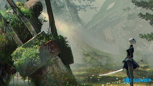 Các môi trường u buồn và nhân vật android mang phong cách thẩm mỹ đặc trưng tạo nên dấu ấn riêng cho NieR: Automata.