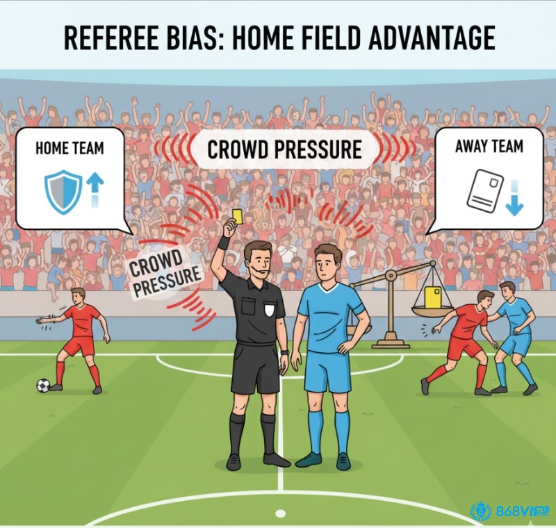 Trọng tài bị ảnh hưởng bởi yếu tố sân nhà/sân khách khi đưa ra quyết định thổi phạt và thẻ phạt