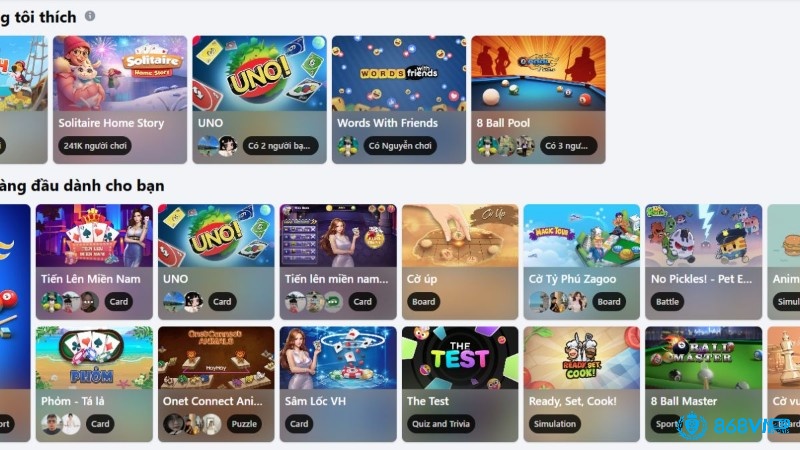 Kho game online facebook phổ biến nhất giúp người dùng giải trí nhẹ nhàng mà không phải cài thêm ứng dụng nặng máy