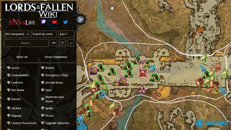 Bản đồ liên thông trong Lords of the Fallen 2023 với lối tắt và tầng cao thấp