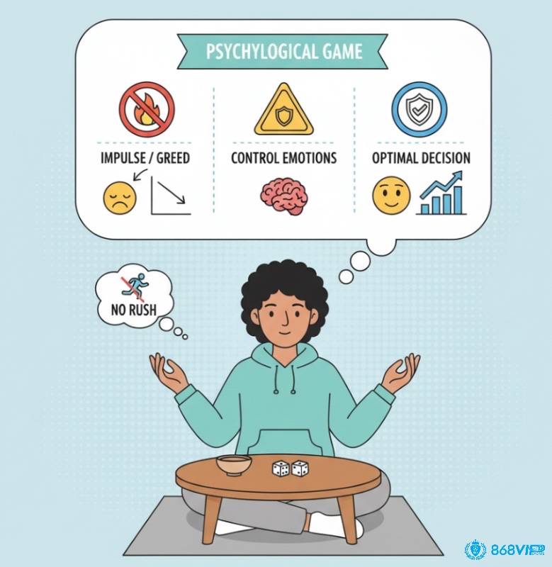 Người chơi xóc đĩa kiểm soát cảm xúc để đưa ra quyết định tối ưu, tránh nóng vội, tham lam hay sợ hãi khi chơi