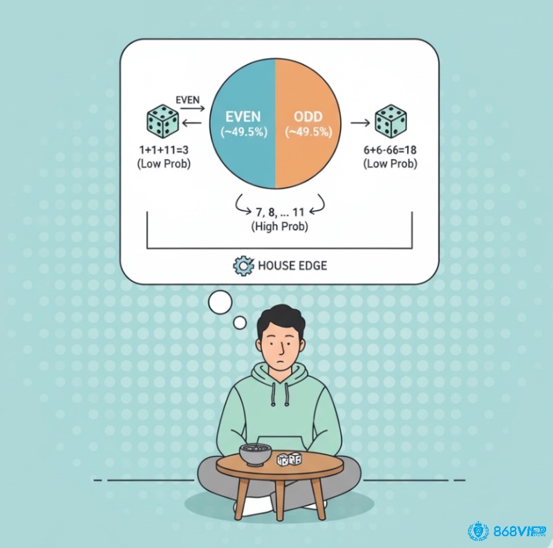 Người chơi xóc đĩa phân tích xác suất Tài Xỉu chẵn lẻ bằng cách xem xét kết quả xúc xắc để hiểu cơ hội chiến thắng