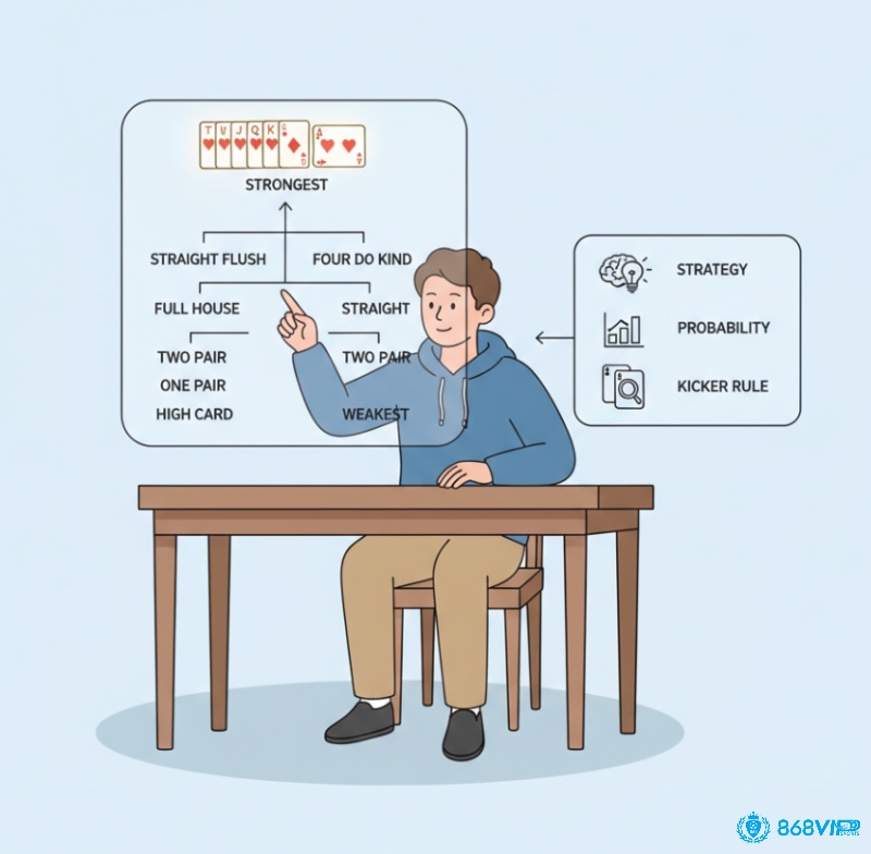 Người chơi Poker học thứ tự bài poker và chiến thuật chơi bài hiệu quả