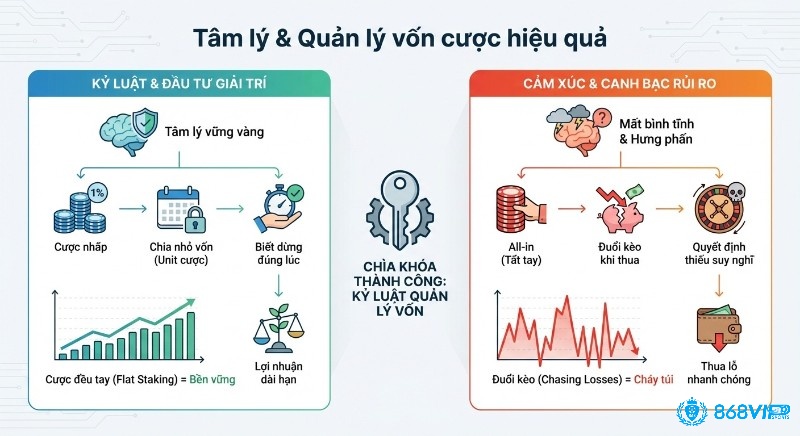 Sơ đồ hướng dẫn cách tính tiền kèo Châu Á (Asian Handicap) chi tiết 5 trường hợp thắng/thua đủ, thắng/thua nửa, hòa tiền cùng ví dụ 0.75