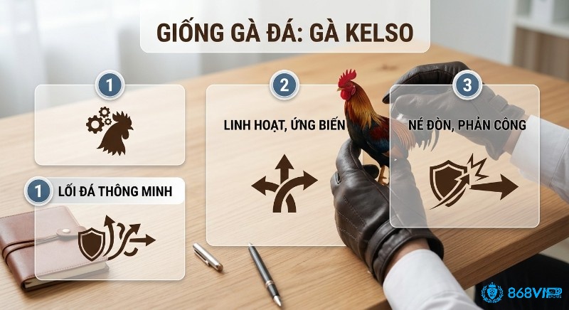 Tổng hợp 3 đặc điểm của giống gà Kelso: lối đá thông minh, linh hoạt ứng biến và né đòn phản công đỉnh cao
