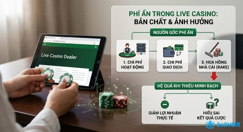 Cấu trúc phí ẩn trong bàn live: bản chất, nguồn gốc (chi phí hoạt động, giao dịch, rake) và hệ quả thiếu minh bạch