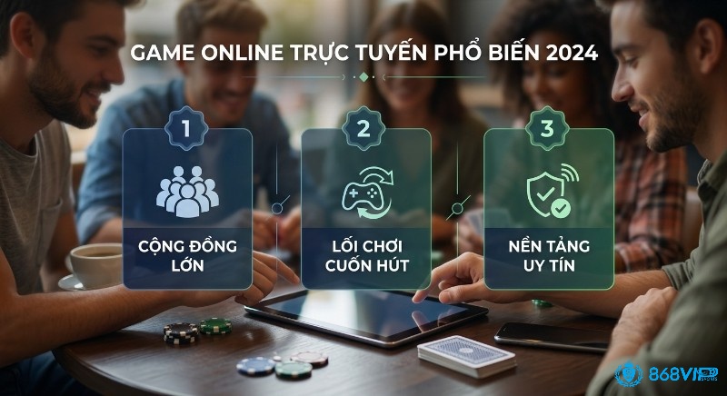 Tổng hợp 3 tiêu chí, giúp game online trực tuyến phổ biến nhất 2026 gồm: cộng đồng lớn, lối chơi cuốn hút, và nền tảng uy tín