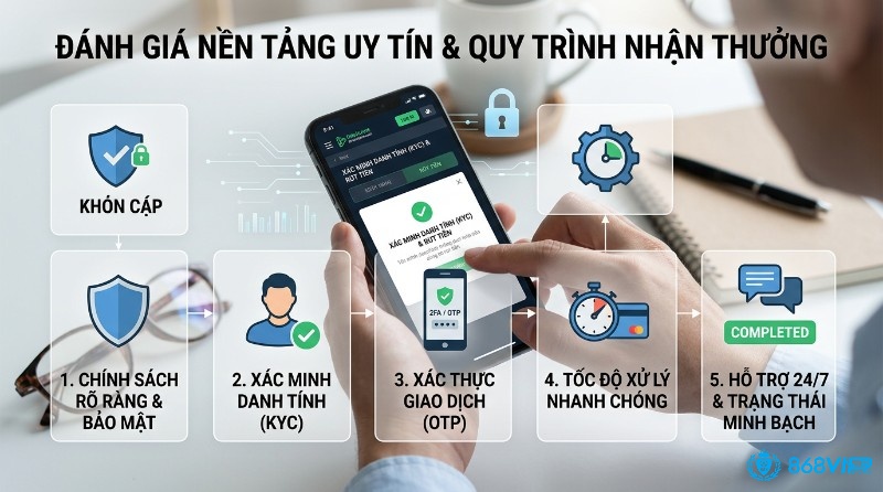 Quy trình rút tiền thưởng an toàn trên nền tảng uy tín: chính sách, KYC, xác thực OTP, xử lý nhanh, hỗ trợ 24/7
